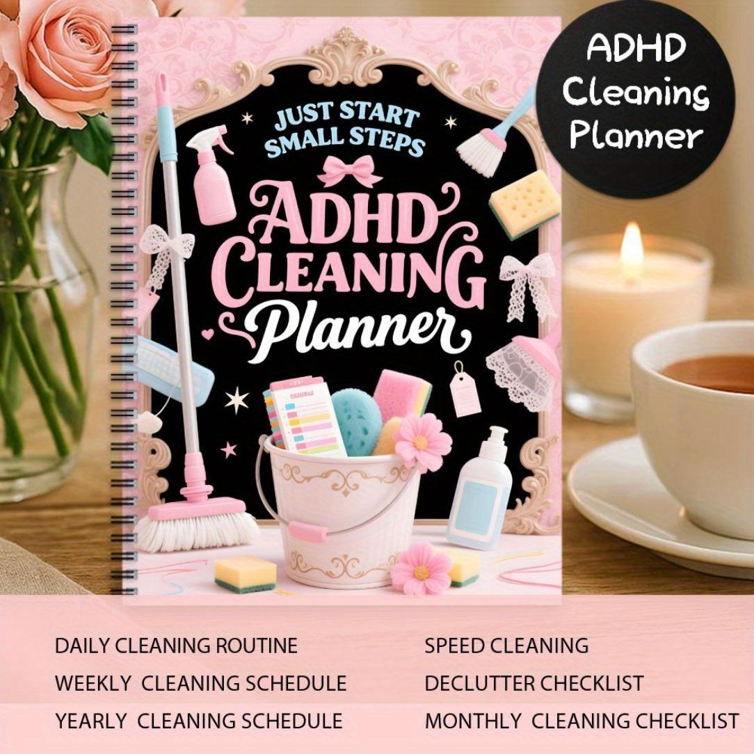 ADHD Cleaning Plan Book (Screw Binding) - Color Coded Cleaning Schedule, Daily/Week/Month/Year Planner, Household Checklist, Productivity Plan and Cleaning Record for Home, Office, Housewife and Mom