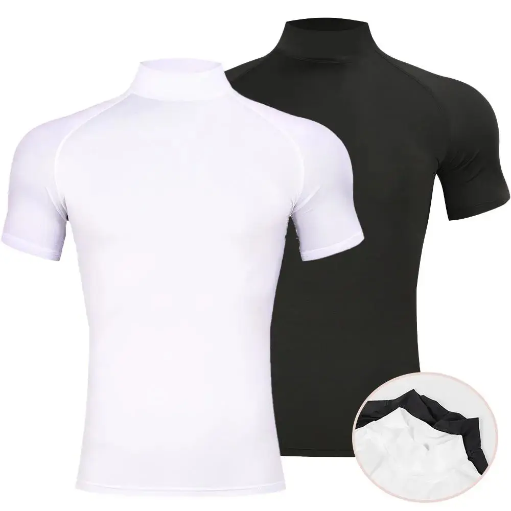 Men's Compression T-Shirt, Summer Short-Sleeve Turtleneck, Breathable Workout Top with Performance, Gym Athletic Clothes for Fitness Running Bodybuilding (Fitness Activewear), Compression T Shirts