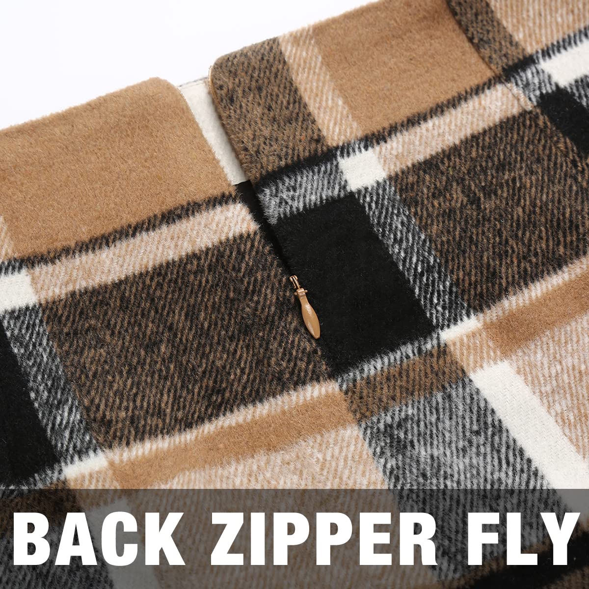 IDEALSANXUN Plaid Pencil Skirts High Waisted Wool Knee Length for Women Fall Winter Skirts Long Midi Tweed Skirt Faldas de Invierno Para Mujer Business Casual Outfits for Women Work Office Skirt Tartan Skirts Holiday Outfits Womenswear Bottoms