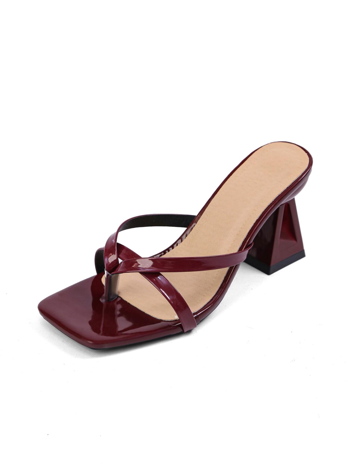 This Season's Trendy Wine Heeled Mules, Stylish Footwear for Women, Perfect for Casual and Formal Occasions, Comfortable and Chic Design