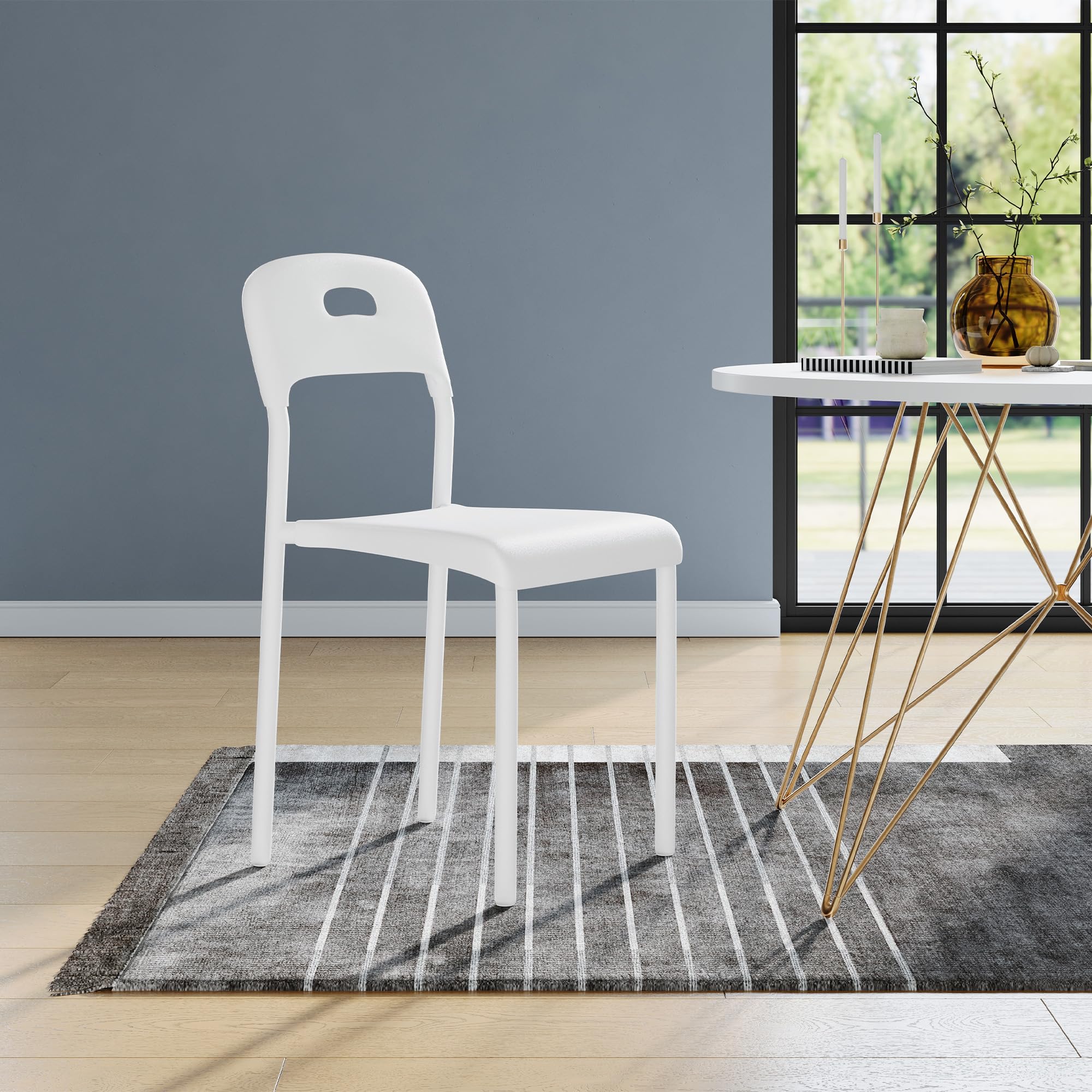 Dining Chairs Plastic Stackable Kitchen Chair,Metal Legs,Easy Assembly, Ergonomic Back, Waterproof and Stain-Resistant,Plastic Chair for Outside,Office,Kitchen,Living Room Dining Chairs Plastic Stackable Kitchen Chair,Metal Legs,Easy Assembly, Ergonomic Back, Waterproof and Stain-Resistant,Plastic Chair for Outside,Office,Kitchen,Living Room