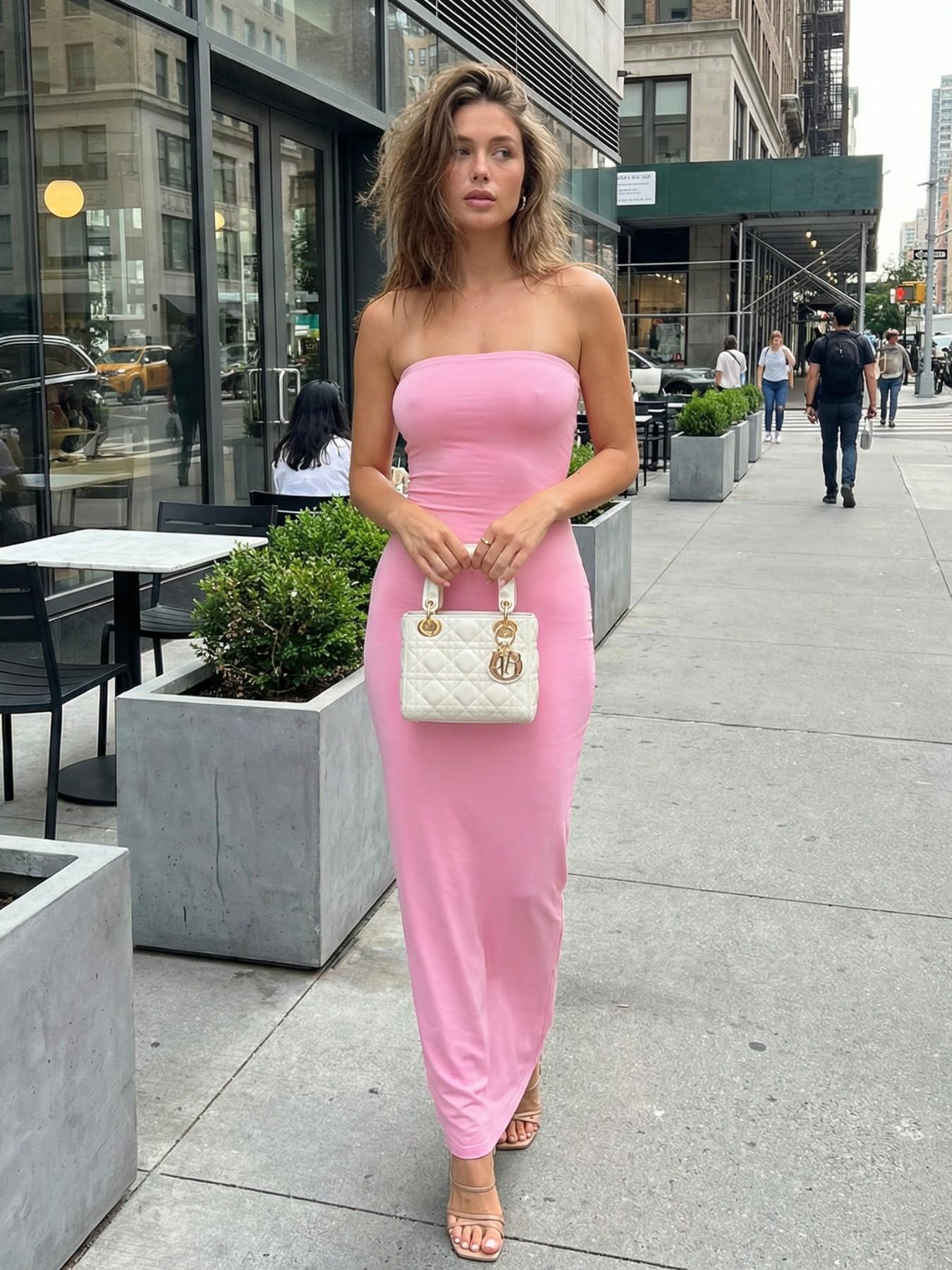 Women's 2026 Summer Tube Top Bodycon Maxi Dress, Sleeveless Ruched Backless Long Dress with Pockets, Stretchy Casual Going Out Vacation Party Dress for Women, Multiple Colors Available