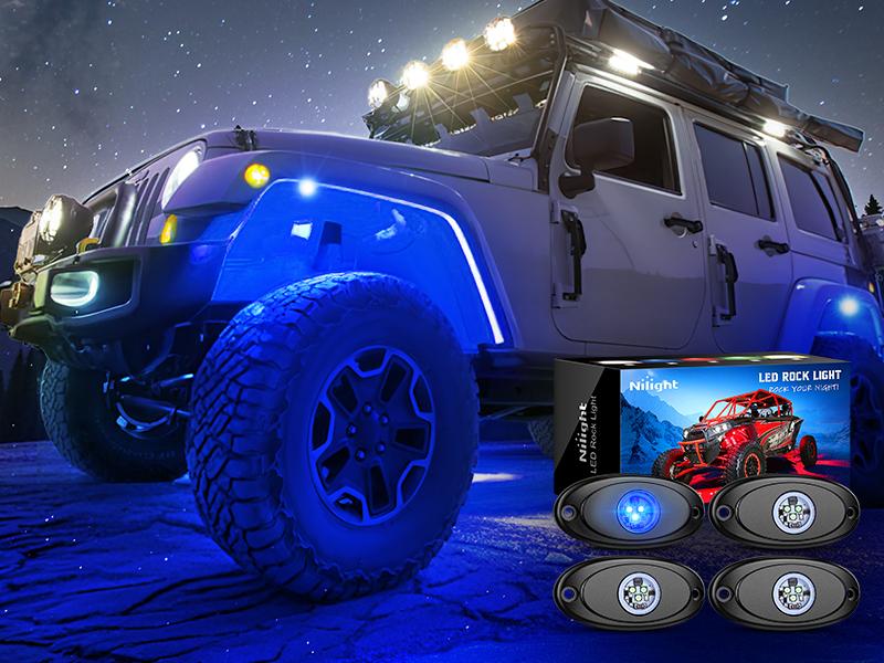 Nilight 4PCS LED Rock Light Set – Blue Waterproof Light Pods | Under Body Wheel Well Accent Lights | For Car Truck ATV UTV SUV Motorcycle Boat | IP68 Rated dealsforyoudays decor