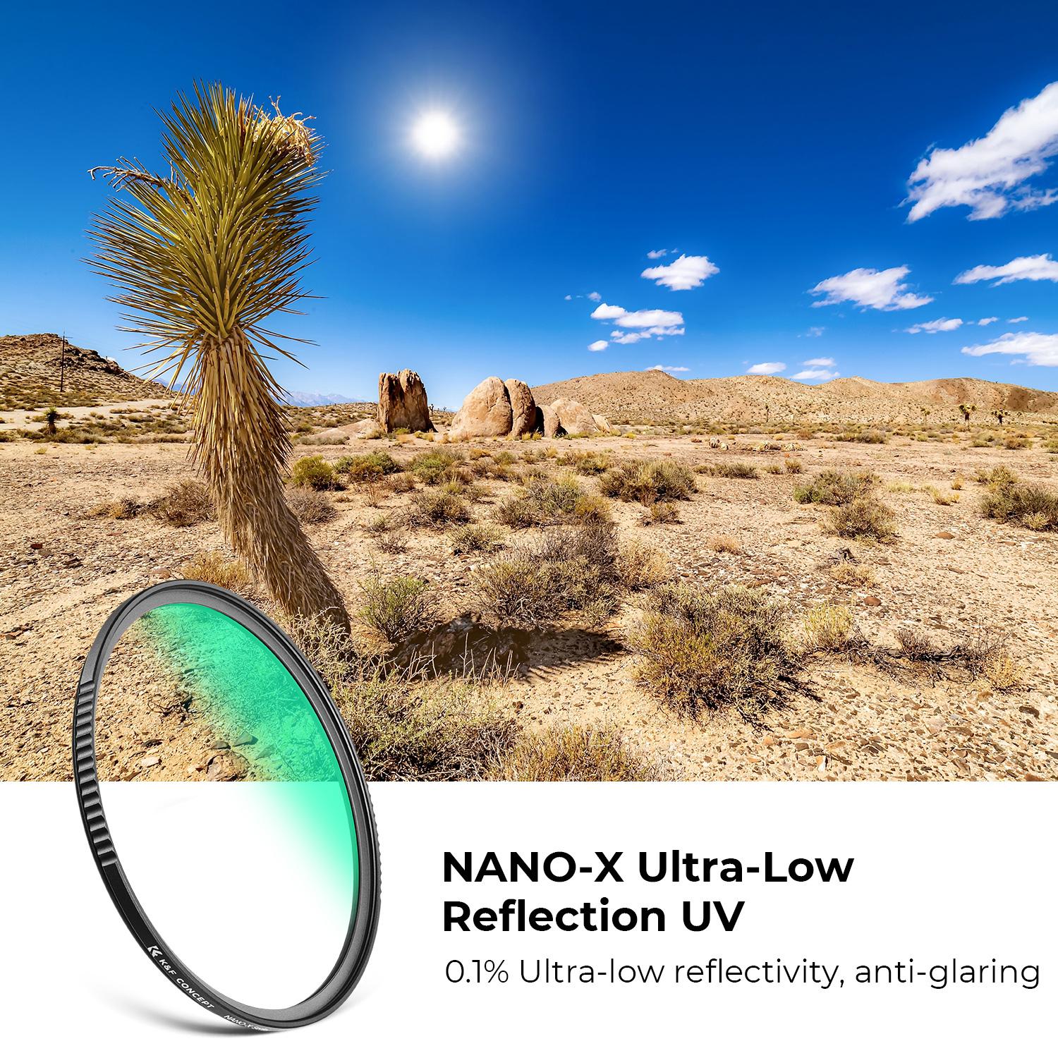 【K&F CONCEPT】Ultra-Low Reflectivity MCUV Lens Protection Filter 28 Multi-Layer Coatings Ultra-Slim HD Waterproof Scratch Resistant Lens UV Filter (Nano-X Series) circular polarizer