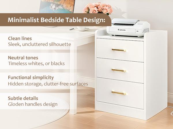 FOTOSOK Nightstands Set of 2 Black Nightstand with Charging Station, 3 Drawer Nightstand with Gold Handles, Side Table for Home Office FOTOSOK Nightstands Set of 2 Black Nightstand with Charging Station, 3 Drawer Nightstand with Gold Handles, Side Table for Home Office