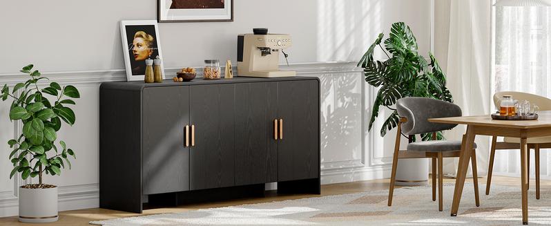 【Valentine's Day gift】ONBRILL 48 Inches Buffet Cabinet with Storage, Farmhouse Sideboard Buffet w/2 Drawers and 3 Doors, Wood Coffee Bar Cabinet with Adjustable Shelves, Sideboard Storage for Kitchen, Living Room