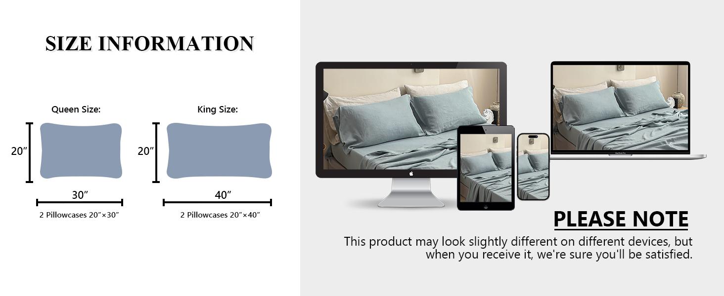 Simple&Opulence 100% Linen Pillowcases Basic Style Solid Color Set of 2, Stone Washed Flax Pillow Cover Envelope Closure