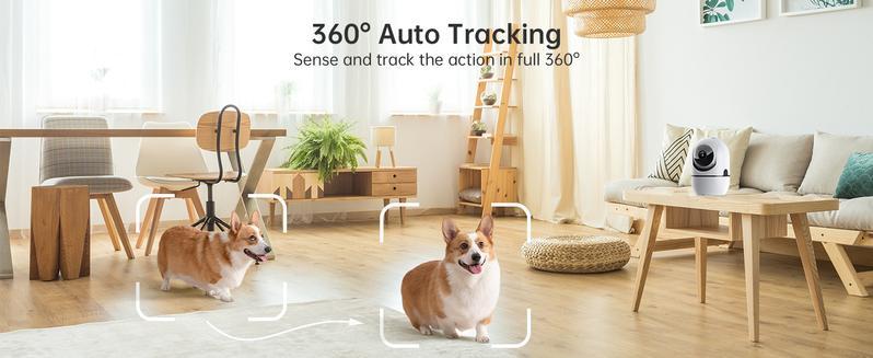 2MP/3MP Smart AI Camera,WiFi Pan-Tilt Security Camera with Human Detection, Wired,2-Way Audio, IR Night Vision, IP64, Cloud/TF Storage, White