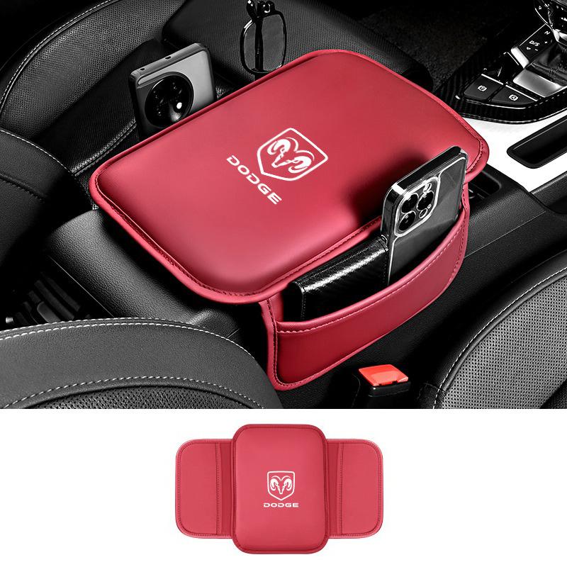 PU Leather Car Center Console Protector Cover, Armrest Storage Box Mat Cover for Dodge Durango RAM 1500 Charger Caliber Journey