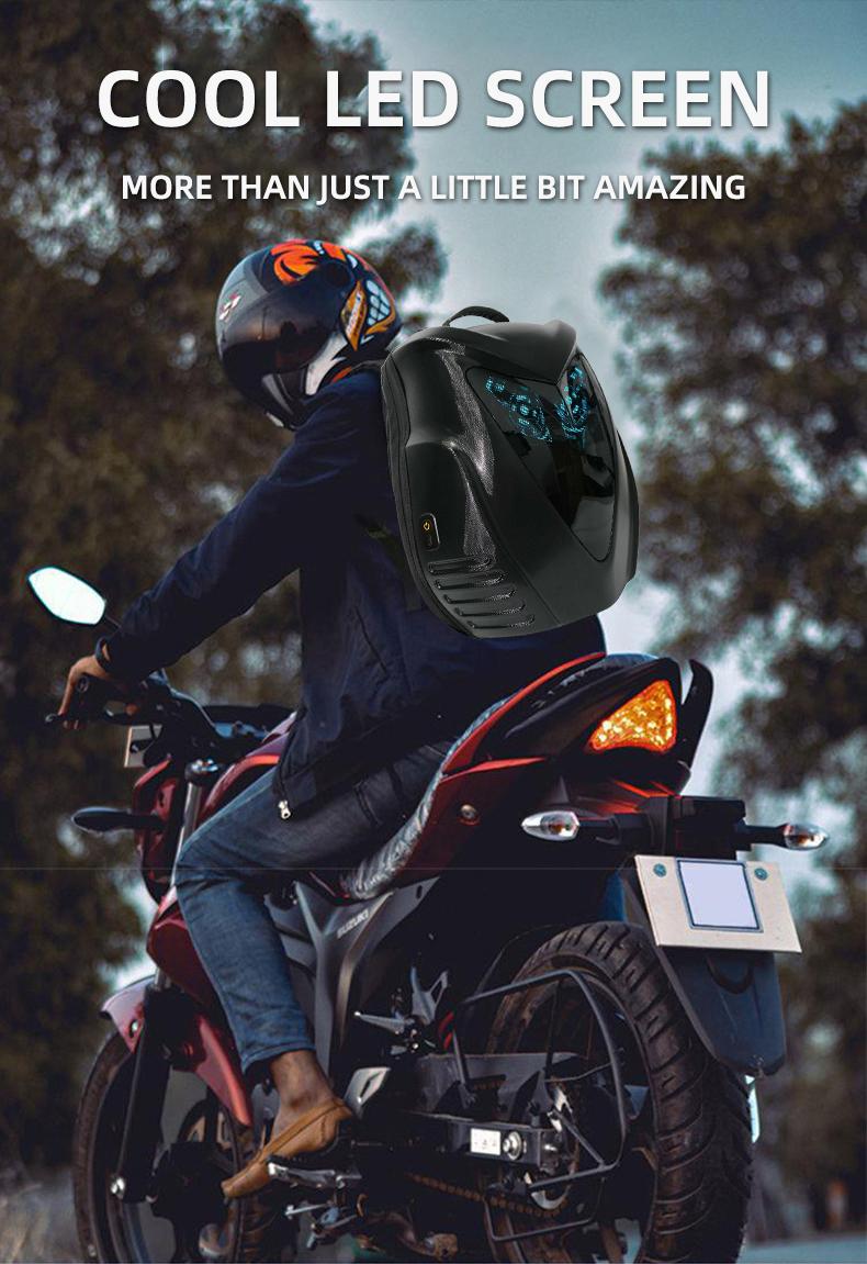 Motorcycle DIY Backpack - Hard Shell Large Capacity with APP, Programmable Backpack Designed by Owl - Ideal for Cycling, Camping, and Travel