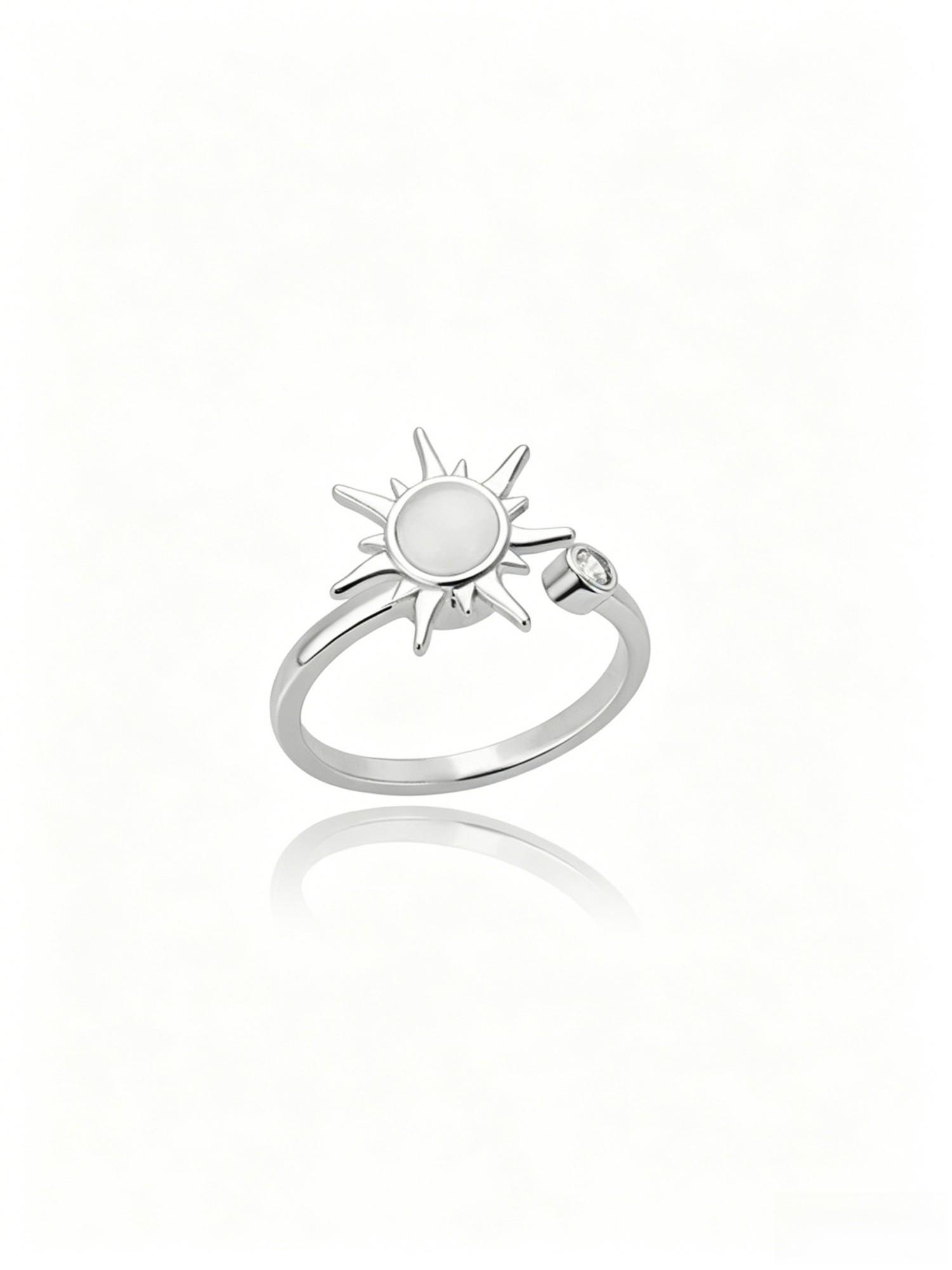 2pcs Spinning Sunburst Stress Relief Adjustable Open Stackable Finger Rings, Gold Plated + Silver Plated Set, Calming Fidget Jewelry Rings for Women, Daily Casual Party Birthday Gift, Viral Aesthetic Trendy Jewelry