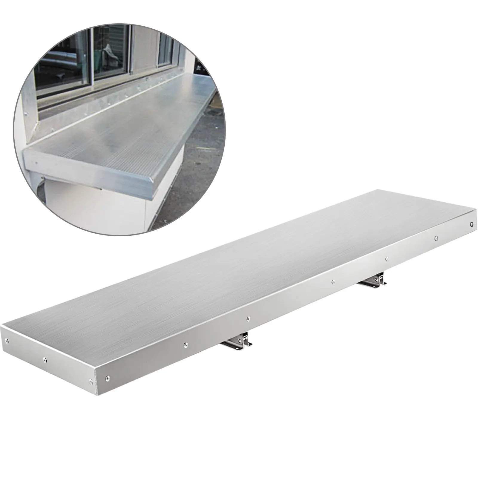 VEVOR Concession Shelf 48Lx 12W Inch Stainless Steel Drop Down Folding Serving Food Shelf Stand Serving for Concession Trailer Serving Window