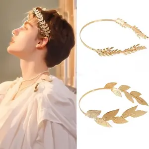New Retro Gold Color Leaf Headband Headpiece Crown Tiara Headdress Goddess Greek Head Jewelry Bride Wedding Hair Accessories