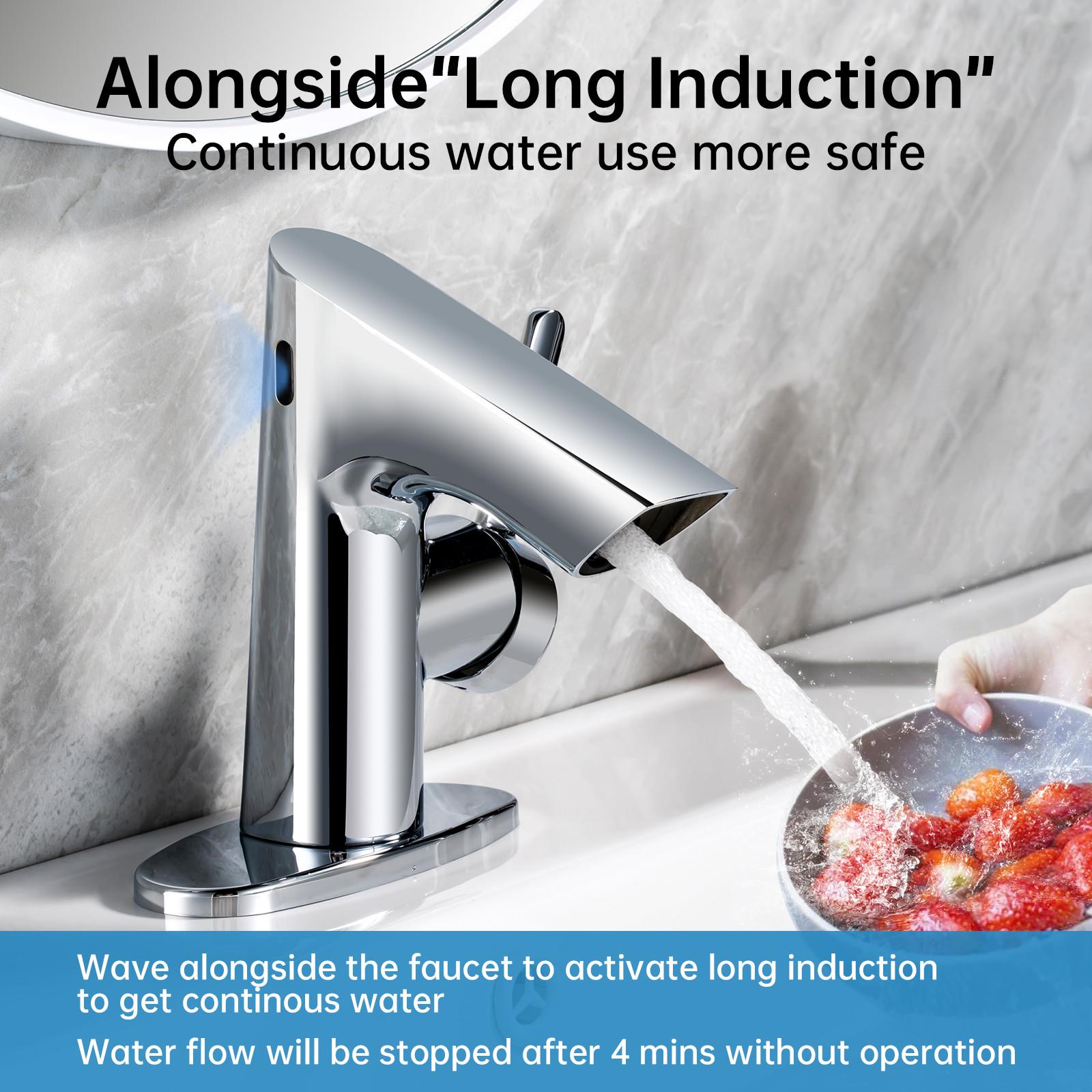 Touchless Smart Bathroom Faucet, 1 or 3 Holes, Adjustable Hot & Cold Temp, Control Water Flow, Chrome Finish, Sensor Automatic Faucet