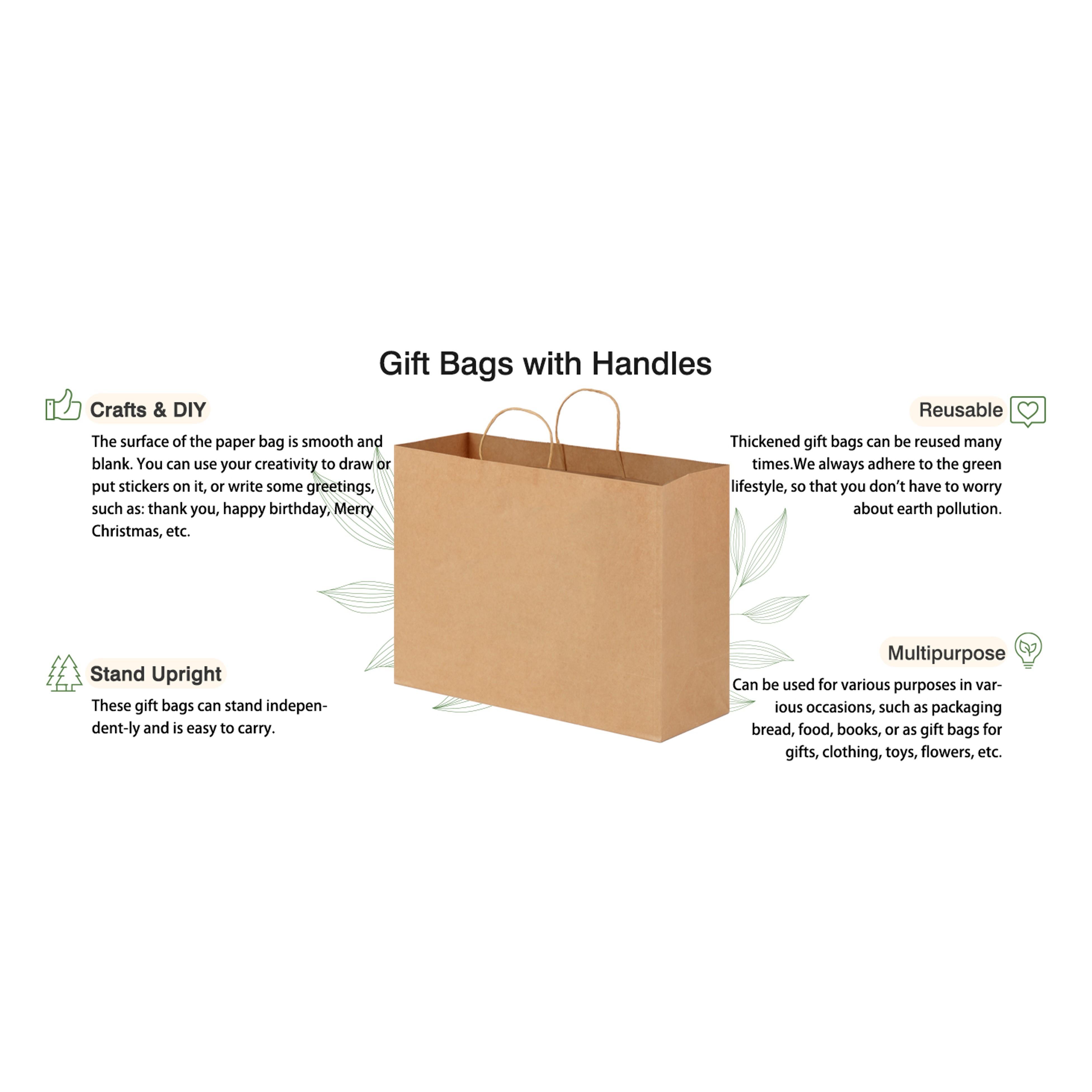 60pcs 16x6x12 Inch Large Kraft Paper Bags with Handles, Brown Gift Bags for Business Merchandise, Retail Store Use 60pcs 16x6x12 Inch Large Kraft Paper Bags with Handles, Brown Gift Bags for Business Merchandise, Retail Store Use