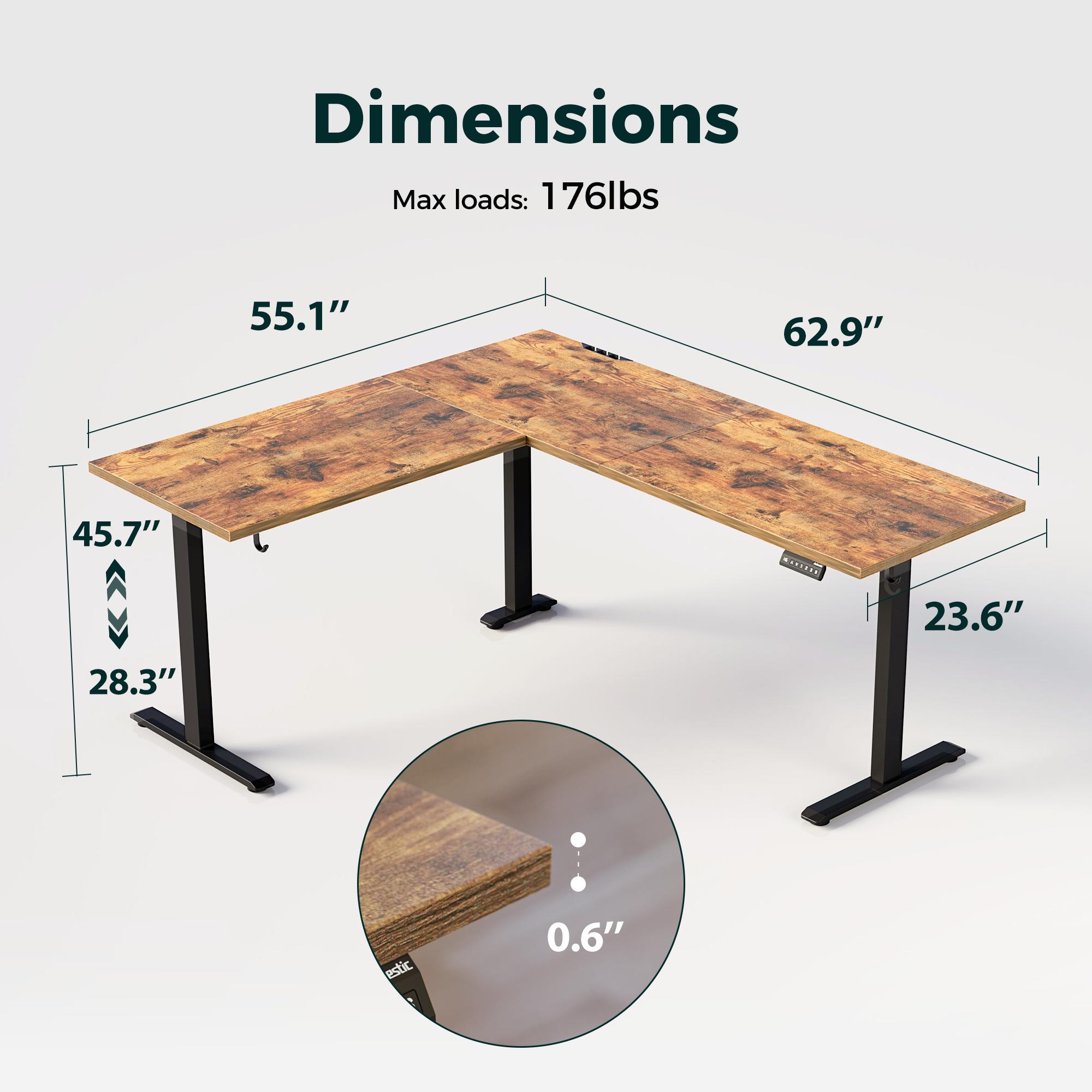 Agilestic 62.9 Inch L Shaped Standing Desk, Electric Height Adjustable Home Office Desk, Large Ergonomic Computer Desk with 3 Memory Buttons, Cable Management, Corner Desk for Home & Office Workstations