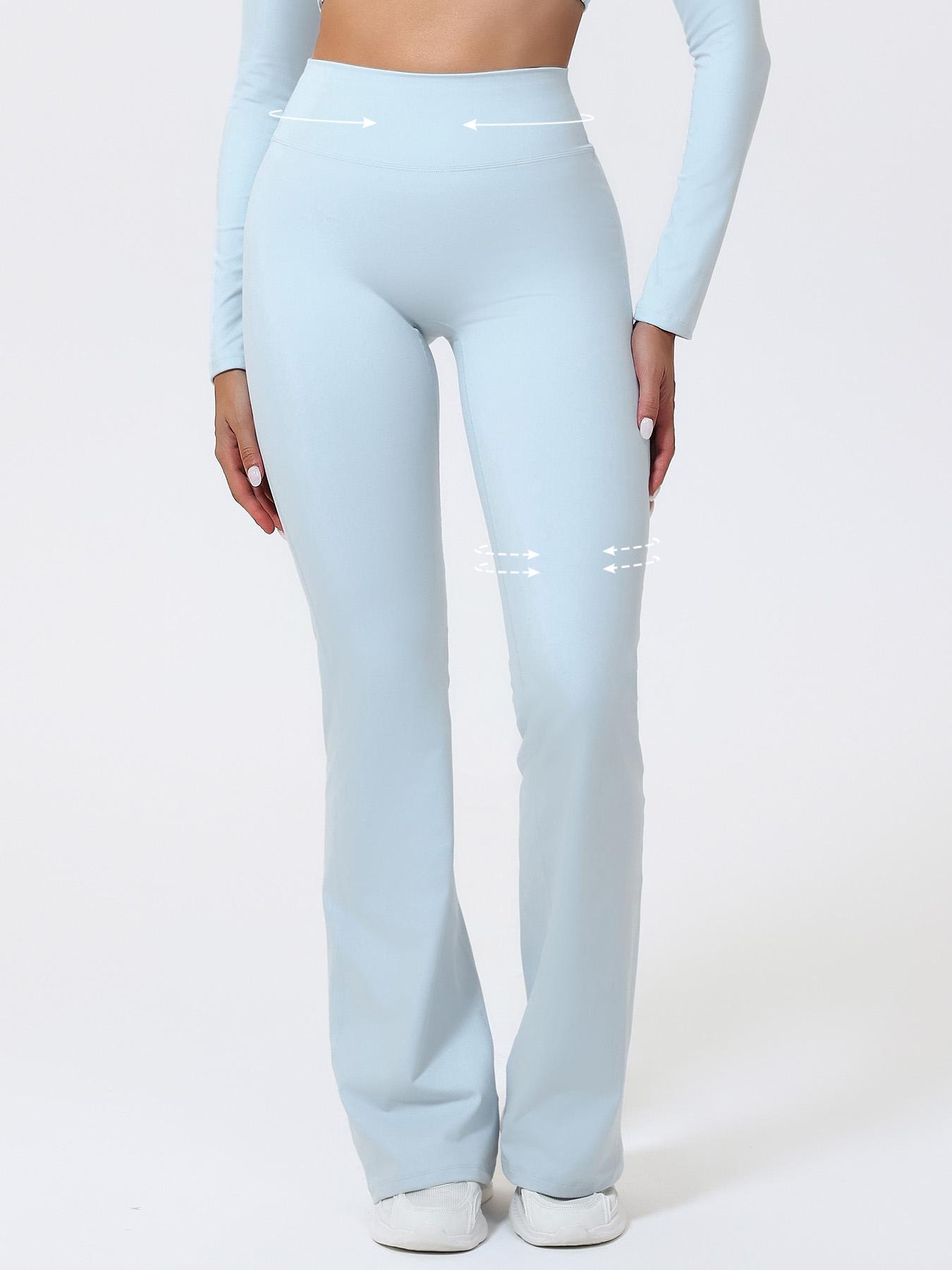 Women's High Waist Yoga Flare Pants, Seamless Butt Lifting Design, No Pockets, Comfortable Sport & Casual Wear, Polyester + Spandex Fabric, High Waisted Leggings