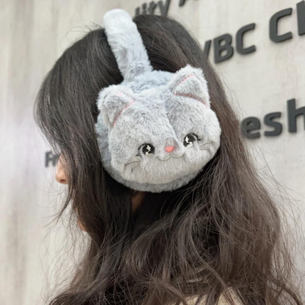 Cute Cartoon Cat Earflap Coldproof Thicken Ear Cover Soft Warm Plush Earmuffs for Women Girls