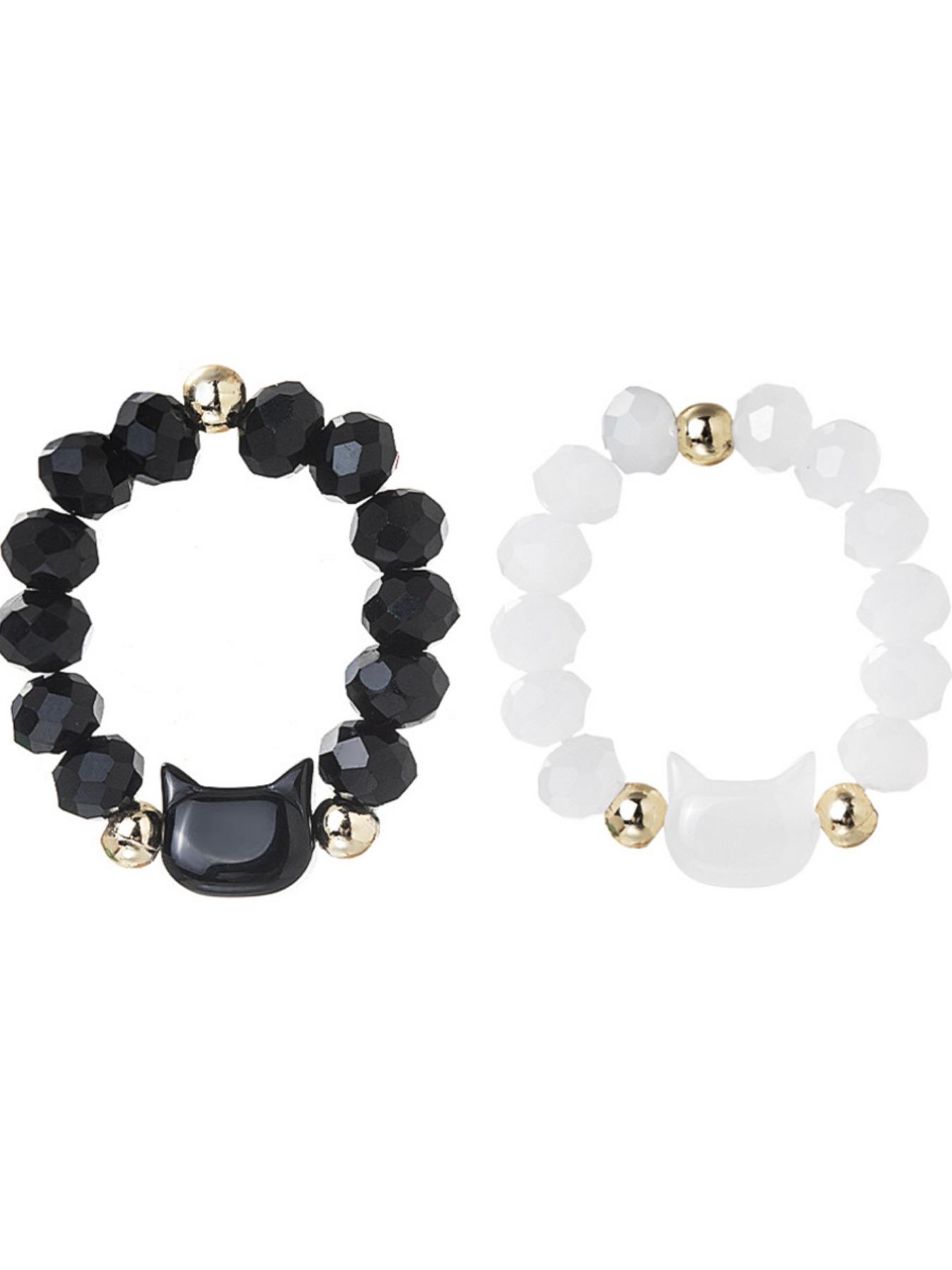 2 Pcs Set Simple Cat Ring Set, Unisex Casual Animal Pattern Rings, Perfect Birthday Gift for Couples, All Seasons Wear