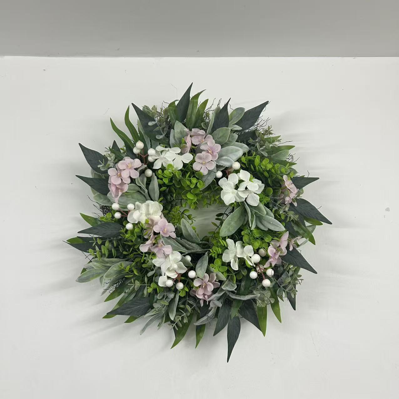 Front Door Wreath, Eucalyptus Leaf Wreath with Flowers and Berries, All-Season Greenery, Farmhouse Home Decor, Indoor Outdoor