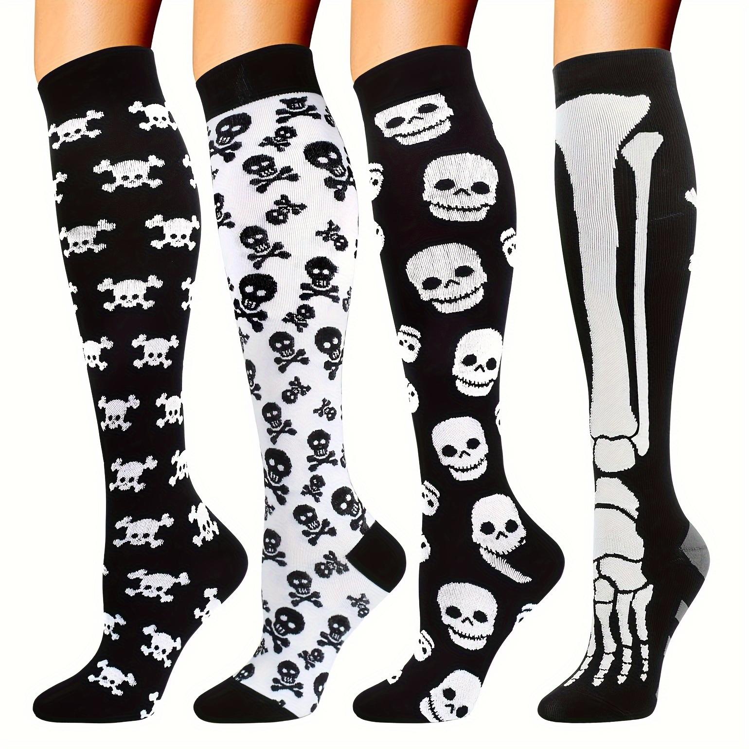 Unisex Knee-High Targeted Compression Socks (4 Pairs) - Animal Prints, Unisex Wear, Sporty Socks for Nurses, Cycling