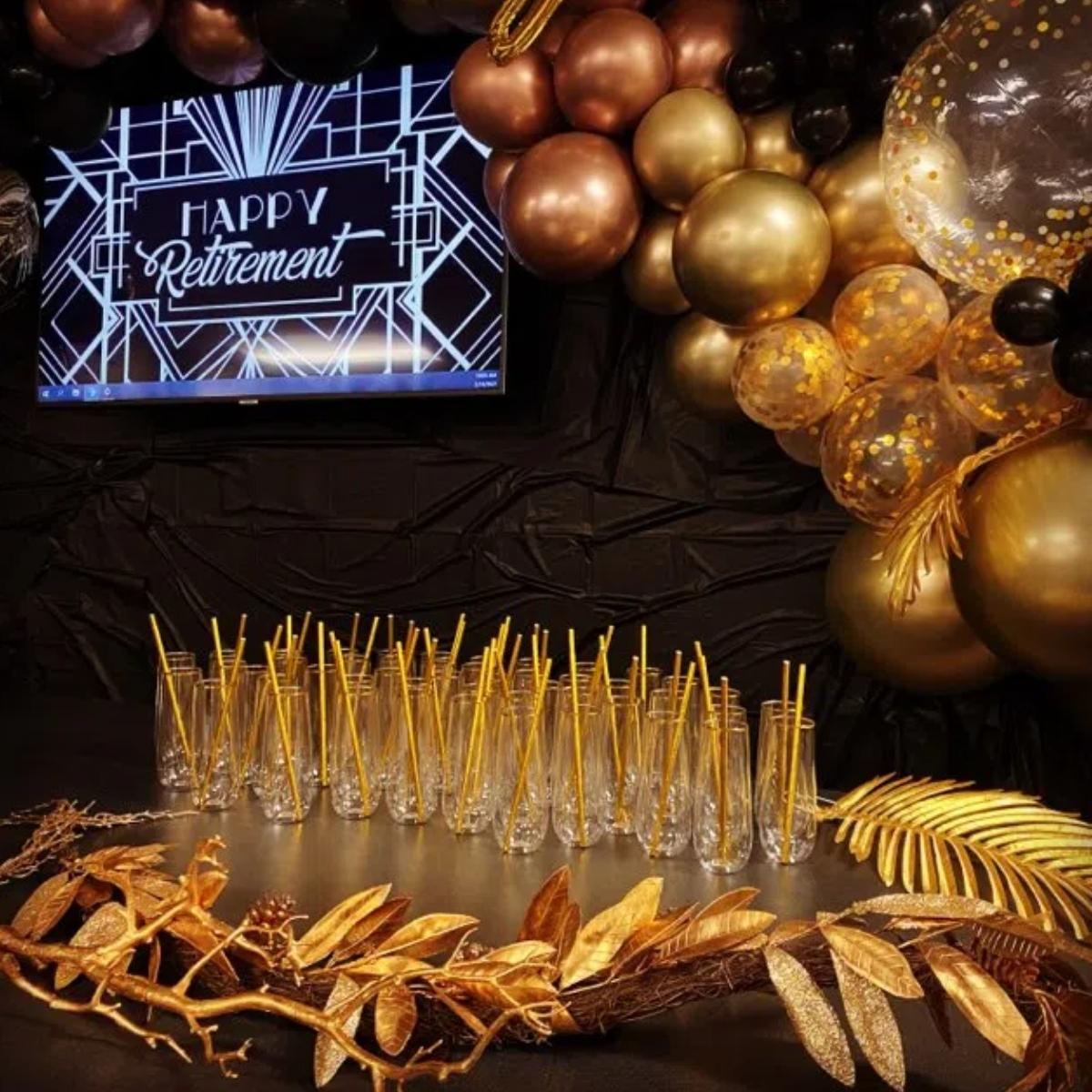 Elegant Striped mix Disposable Paper Straws, Gold Foil Crafted, Perfect for Birthdays Weddings Holidays, Cocktail Drink Accessories