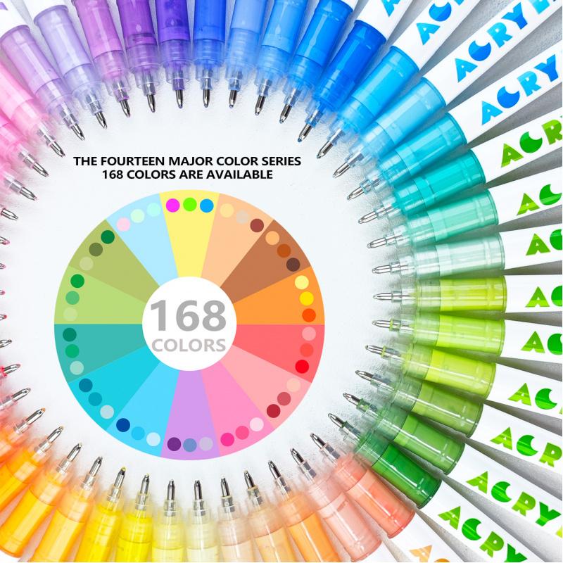 Acrylic Paint Markers, Acrylic Ballpoint Pens Bullet Tip 1.0 mm, High Gloss Gel Pens, Non-Bleed Ink, Odorless, Quick-Drying, Smoothly for Detail Work, Writing, Doodling, Note taking, Art Supplies