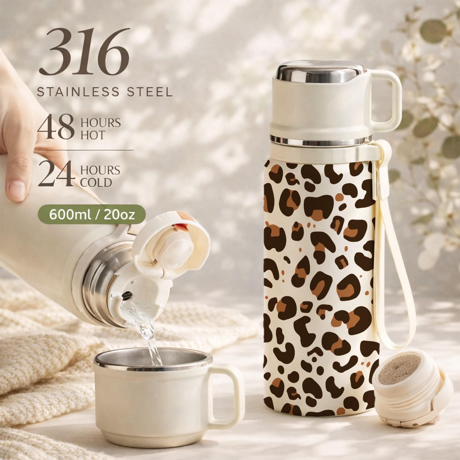 1 Pc Insulated Mug, 600ml Vacuum Cup, Double Wall Thermal Mug, Leak Proof Skinny Tumbler With Handle And Strap, 24 Hours Hot 48 Hours Cold, Portable Travel Mug For Coffee Tea Water, Gift For Women Men Holiday Daily Use