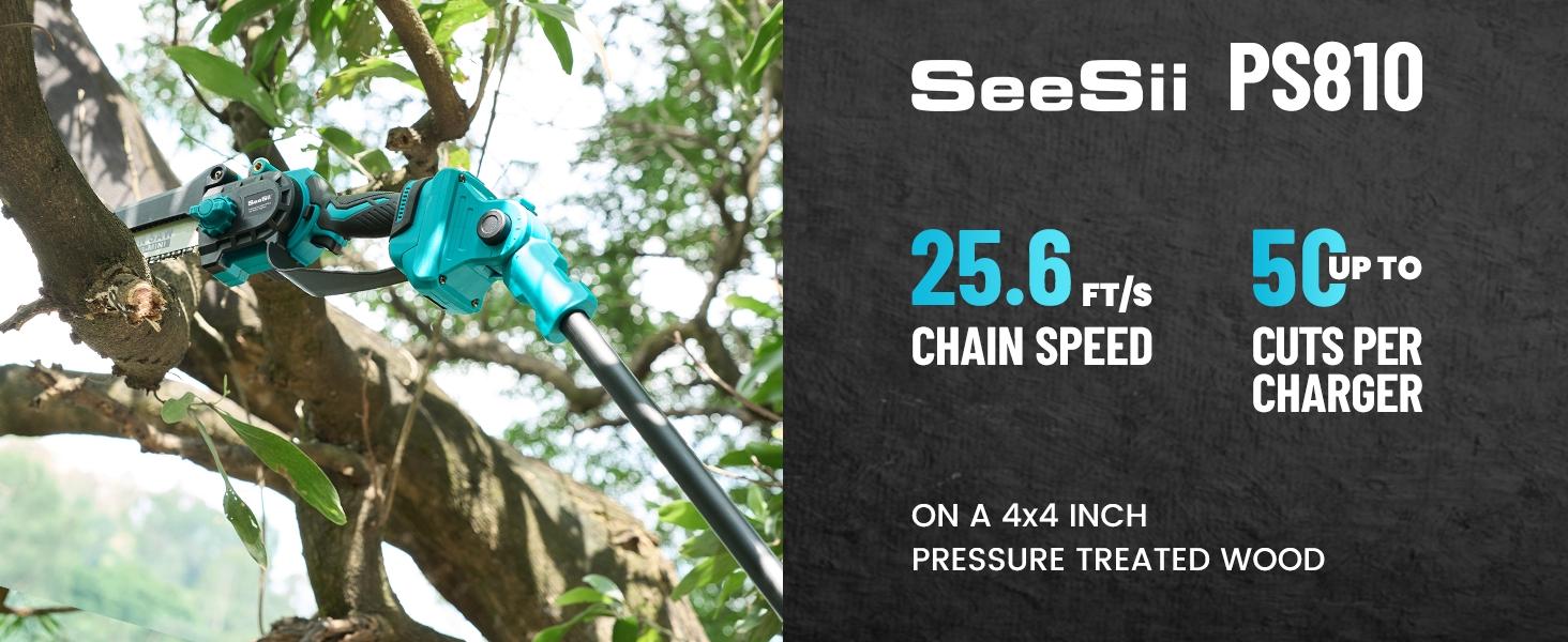 SeeSii 2-IN-1 Cordless Pole Saw & Mini Chainsaw, 8-inch Electric Saw Brushless with 2 * 4.0Ah Battery, 16-Foot MAX, Chain Saw with Extension Pole for Wood Cutting Trimming Branch CH810 #TikTokShopBlackFriday