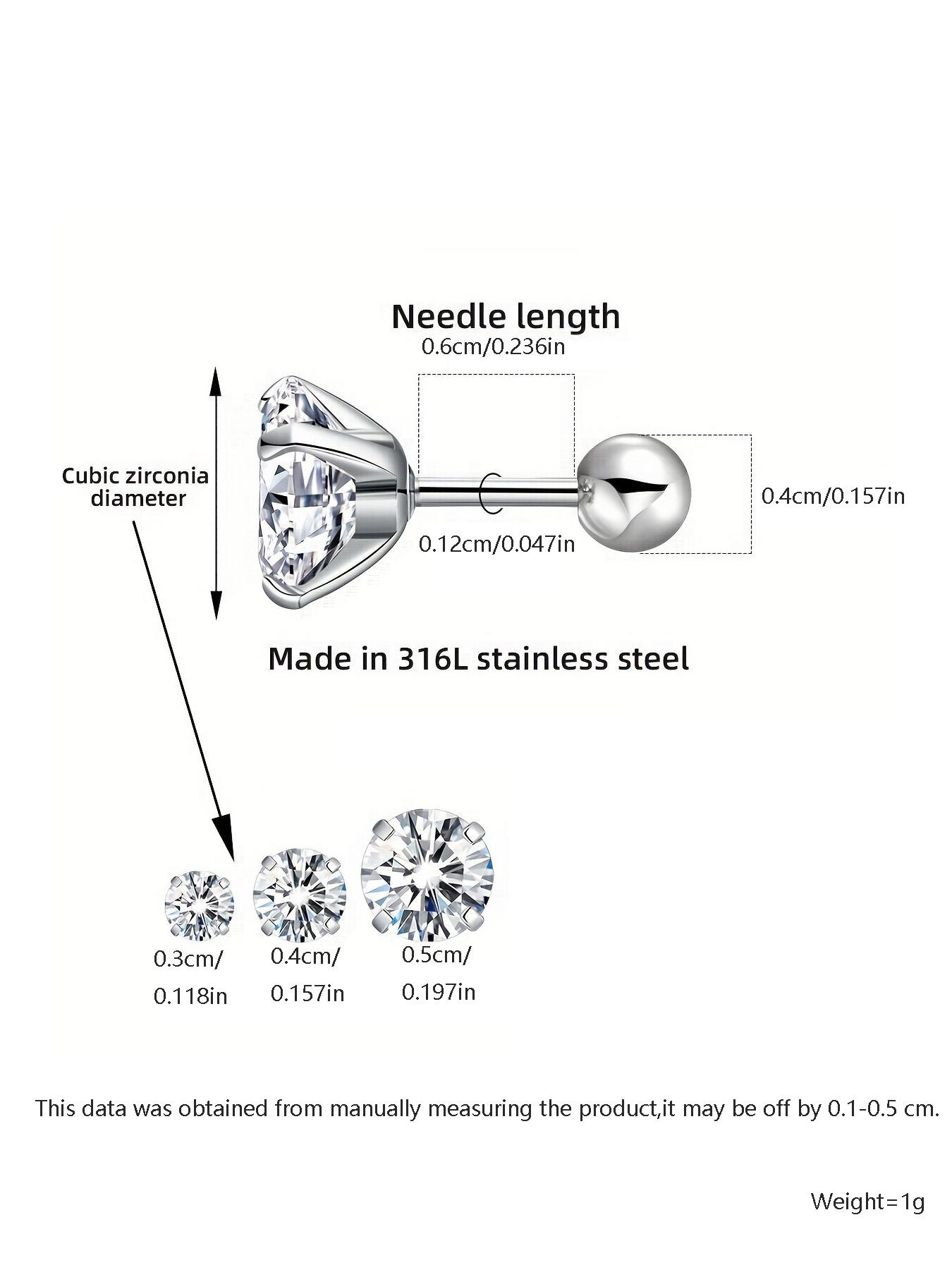 Artificial Zirconia Decorated Earrings Set, Elegant for Women & Girls, Stainless Steel Inlaid Artificial Zirconia Ear Studs, Stud Earrings Jewelry