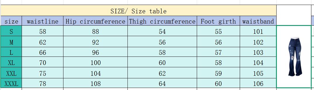 High-pop ripped jeans high-waisted sexy fashion floor-length flared pants