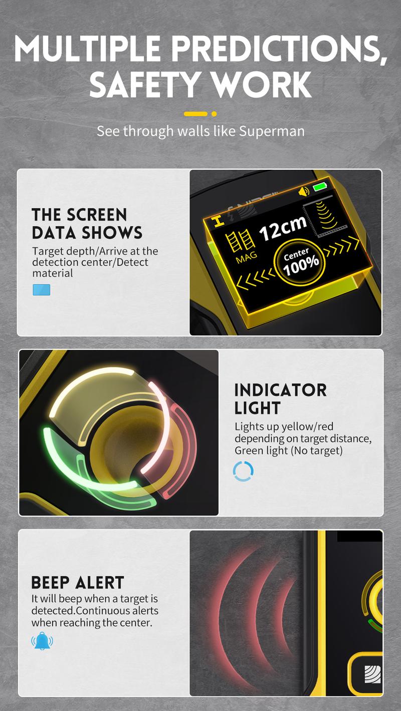 FNIRSI WD-02 Wall Detector Stud Finder Portable Precise Positioning TFT Display AC Live Cable Wires Metal Wood Stud Wall Scanner Tool Hardware with Clear Depth Gauge and Audible Alerts FNIRSI WD-02 Wall Detector Stud Finder Portable Precise Positioning TFT Display AC Live Cable Wires Metal Wood Stud Wall Scanner Tool Hardware with Clear Depth Gauge and Audible Alerts