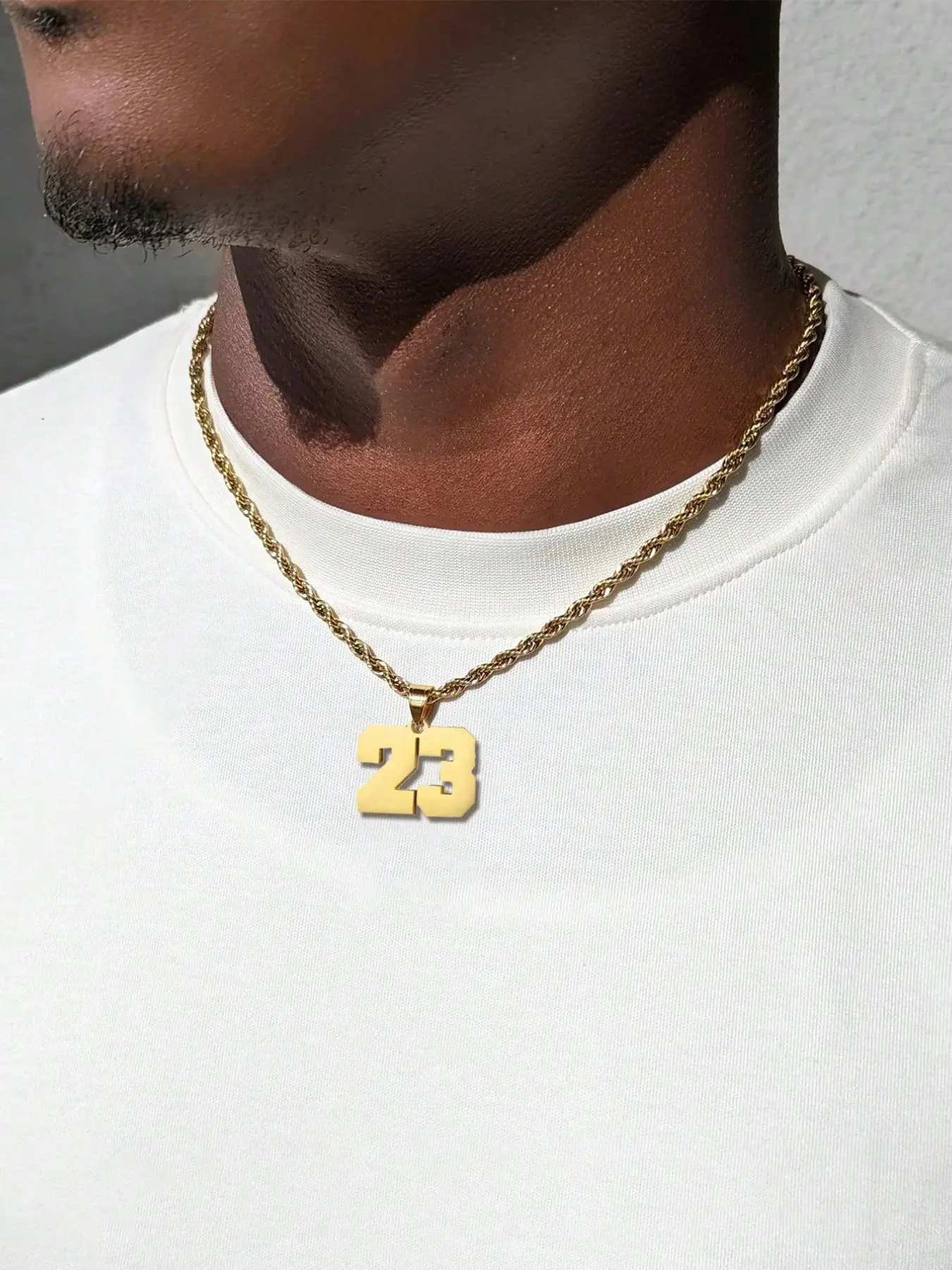 Minimalist Digital Pendant Necklace, Choose Numbers 0-50, Twisted Rope Chain, 3D Number Tag, Birthday Lucky Number, Unisex Gift Jewelry, Chain Necklaces