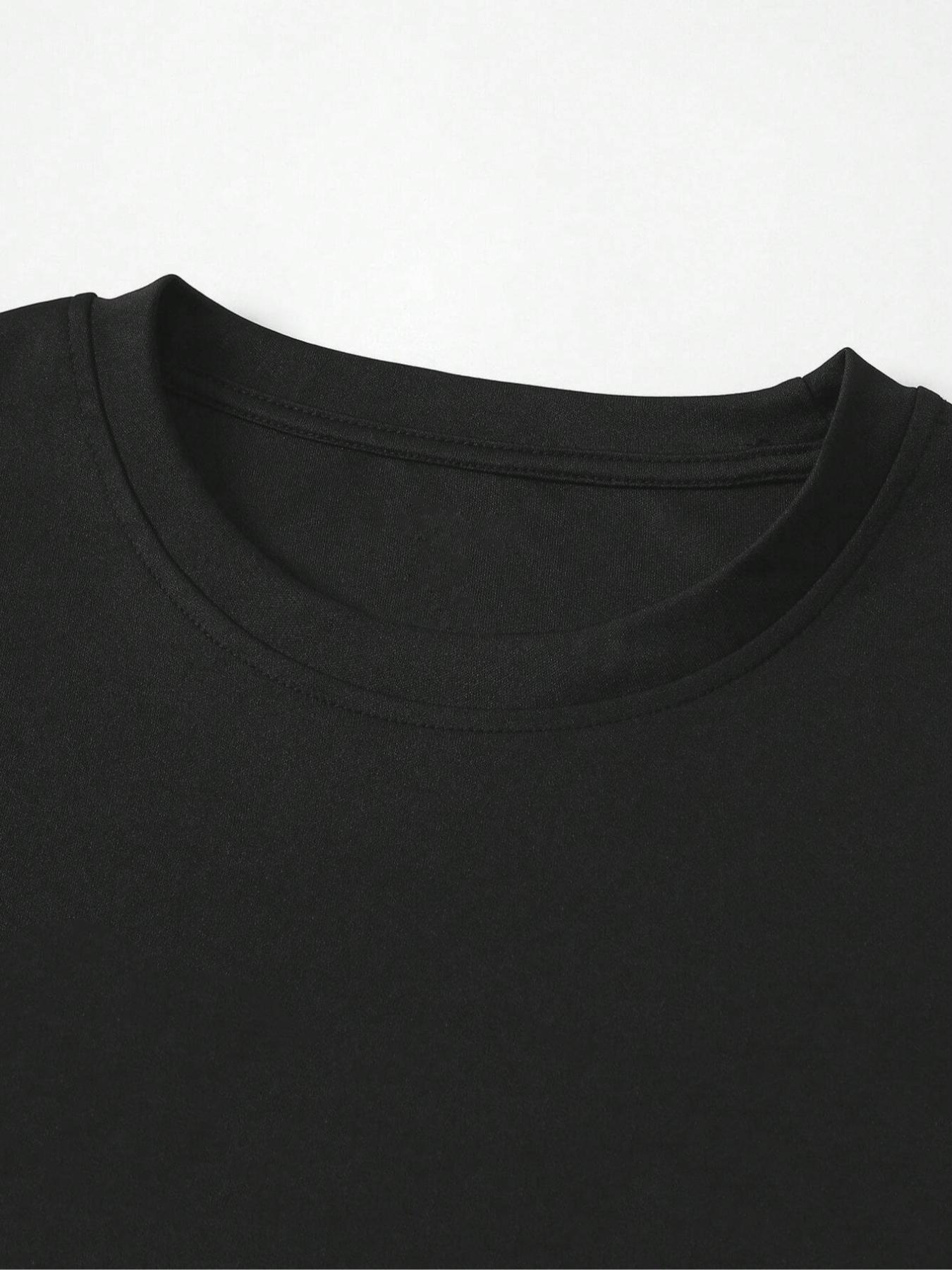 Men's Letter & Deer Print Round Neck Graphic Tee, Regular Fit Casual Short Sleeve T-shirt for Summer, Men's Top for Daily Wear, Tropical