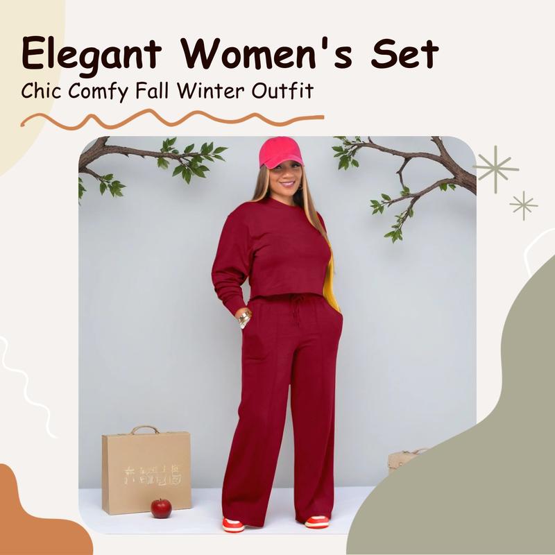 Women's Solid Color Casual Two-Piece Set, Pants Suit, Sports Two-Piece, Elegant Long Sleeve, Valentine's Day, Valentine's Day gifts,