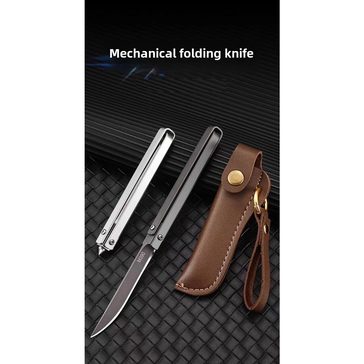 Pocket multi-function outdoor EDC folding knife portable knife stainless steel fruit knife high hardness with leather case, camping hiking, gift