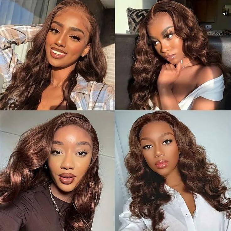 Chocolate Brown Lace Frontal Wigs Human Hair 13x4 Body Wave Lace Front Wigs for Women 180% Density Glueless Wigs pre Plucked with Baby Hair