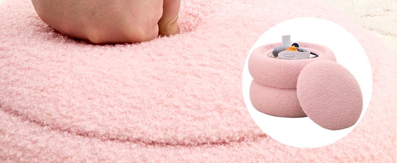 Storage Ottoman,Soft Teddy Velvet Upholstered Footrest,Mordern Round Footstool with Macaron Shape,Side Tabble and Plant Stands for Living Room,Hallway,Bedroom