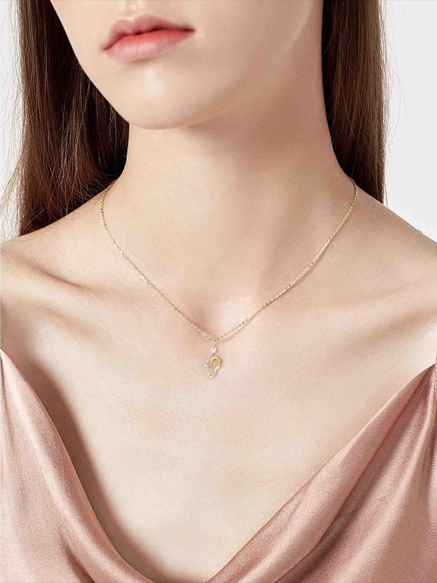 1 Pc Stylish Golden Treble Clef Music Necklace with Shining Swarovski Crystal for Women Men Delicate Artistic Jewelry Piece Lightweight Copper for Soft Comfortable Wearing for Daily Use Concerts Festivals Parties Gift for Musicians Music Enthusiasts