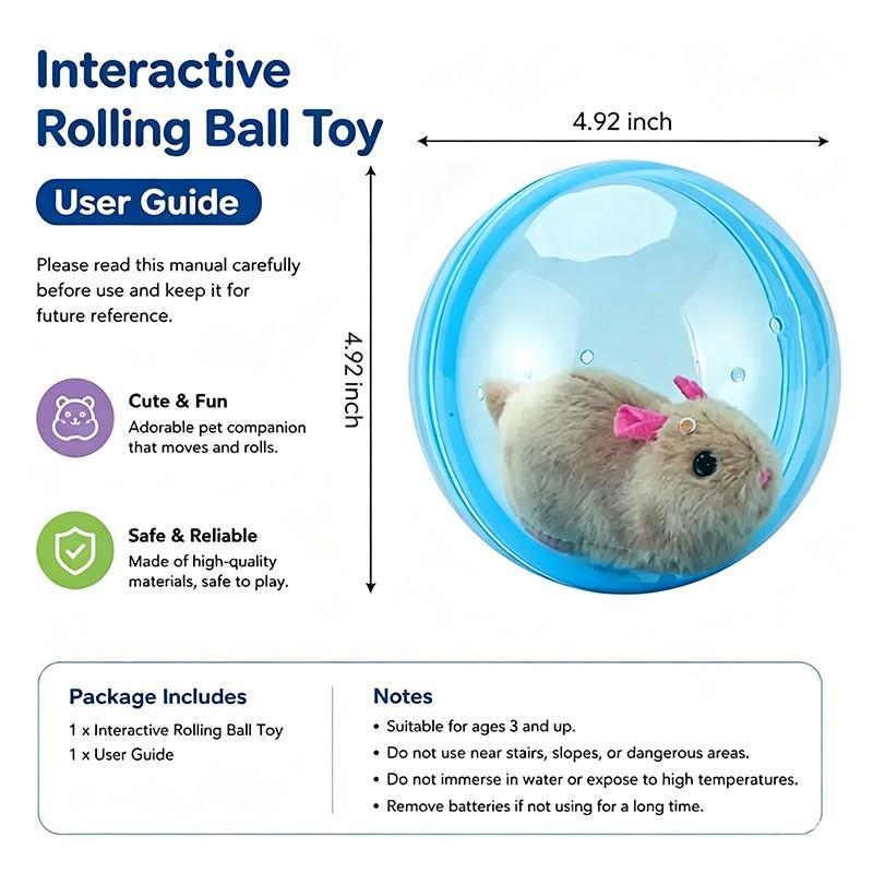 Smart Rolling Sphere Electronic Hamster Exercise Toy Auto Moving Ball with Dynamic Motion Heavy Duty Play Balls Interactive Pet Toy Modern Style Running Ball Toys for Kids Pet