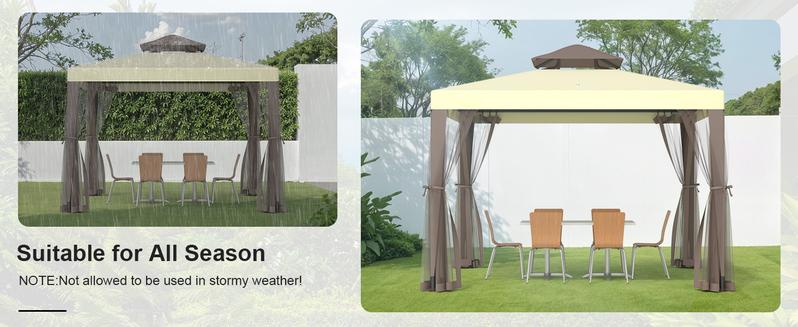 GOJOOASIS Patio Gazebo Tent Outdoor Canopy Shelter 10'x10' with Removable Netting,100 Square Feet of Shade for Garden, Backyard Deck and Lawns