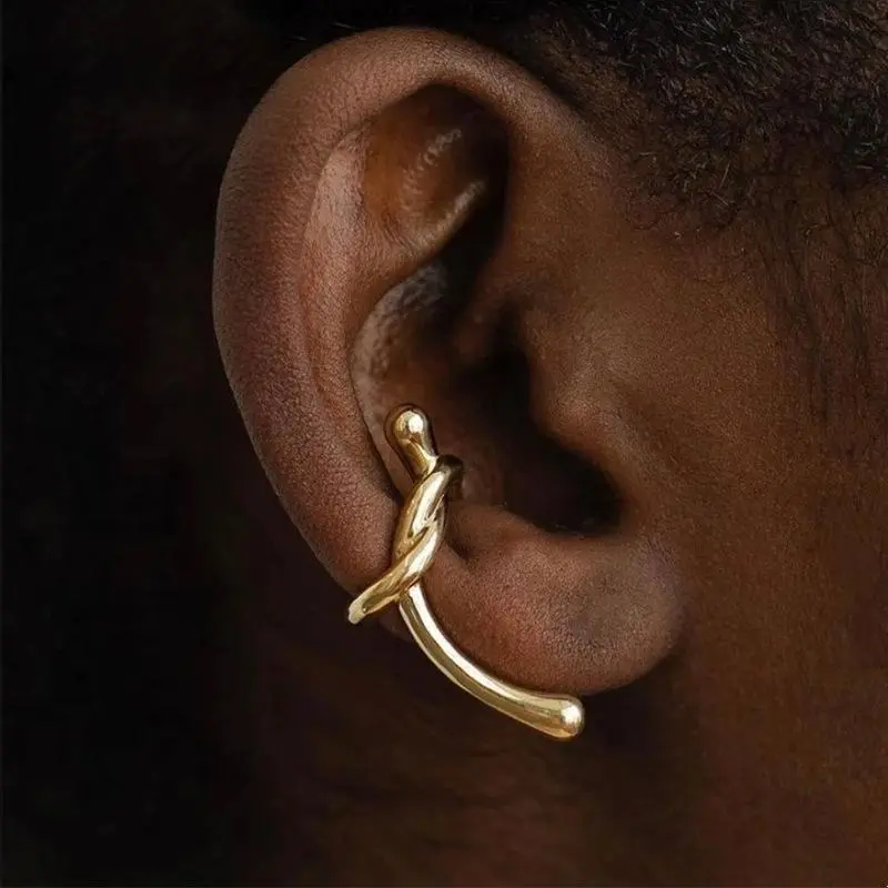 1Pcs Fashion Design Gold Color Knotted Ear Clip for Women Girls Punk Simple No Pierced Ear Cartilage Clip Jewelry Gifts