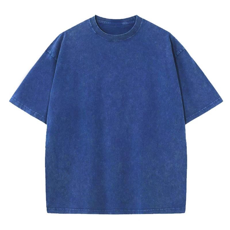 Men's 3-Pack Streetwear Cotton Short-Sleeve Tees - Plain Round Neck, Oversized Washed Retro, Unisex Hip Hop Harajuku Casual Summer Regular Fit Tops