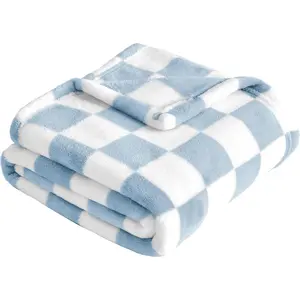 Checkered Baby Blanket Fleece Baby Blankets  Boys, Ultra Soft Cozy Fluffy Infant Toddler Newborn Receiving Blankets  Crib Stroller, 30''x40'', Blue