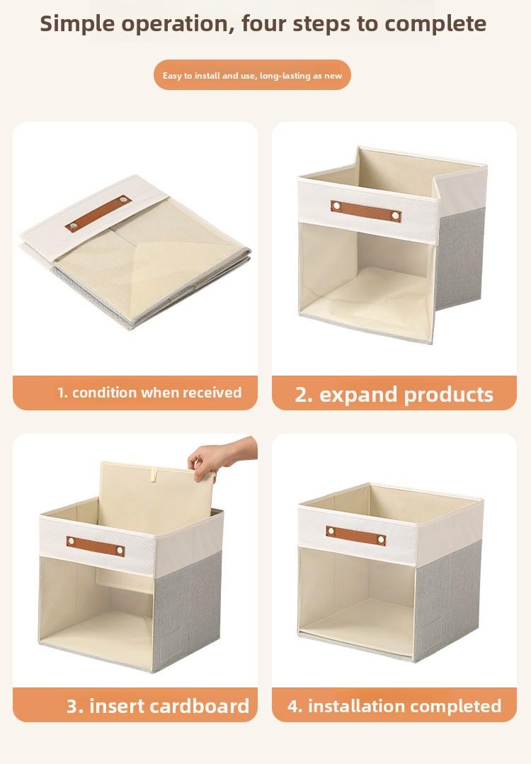 Square Storage Box with Clear Window, Non-Woven Fabric Organizer Bins, Visible Clothes Storage Container, Multifunctional Collapsible Basket for Home Closet