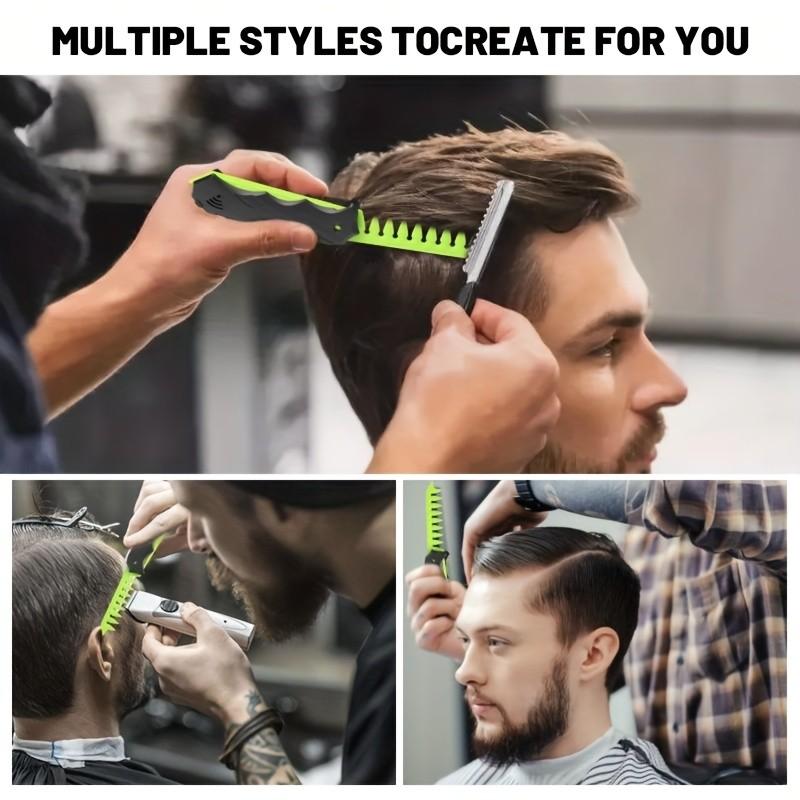 Men's Designer Folding Comb, Oil-Resistant Dual-Head Travel Pocket Brush, Ergonomic Handle, Daily Styling, Christmas & Halloween Gift