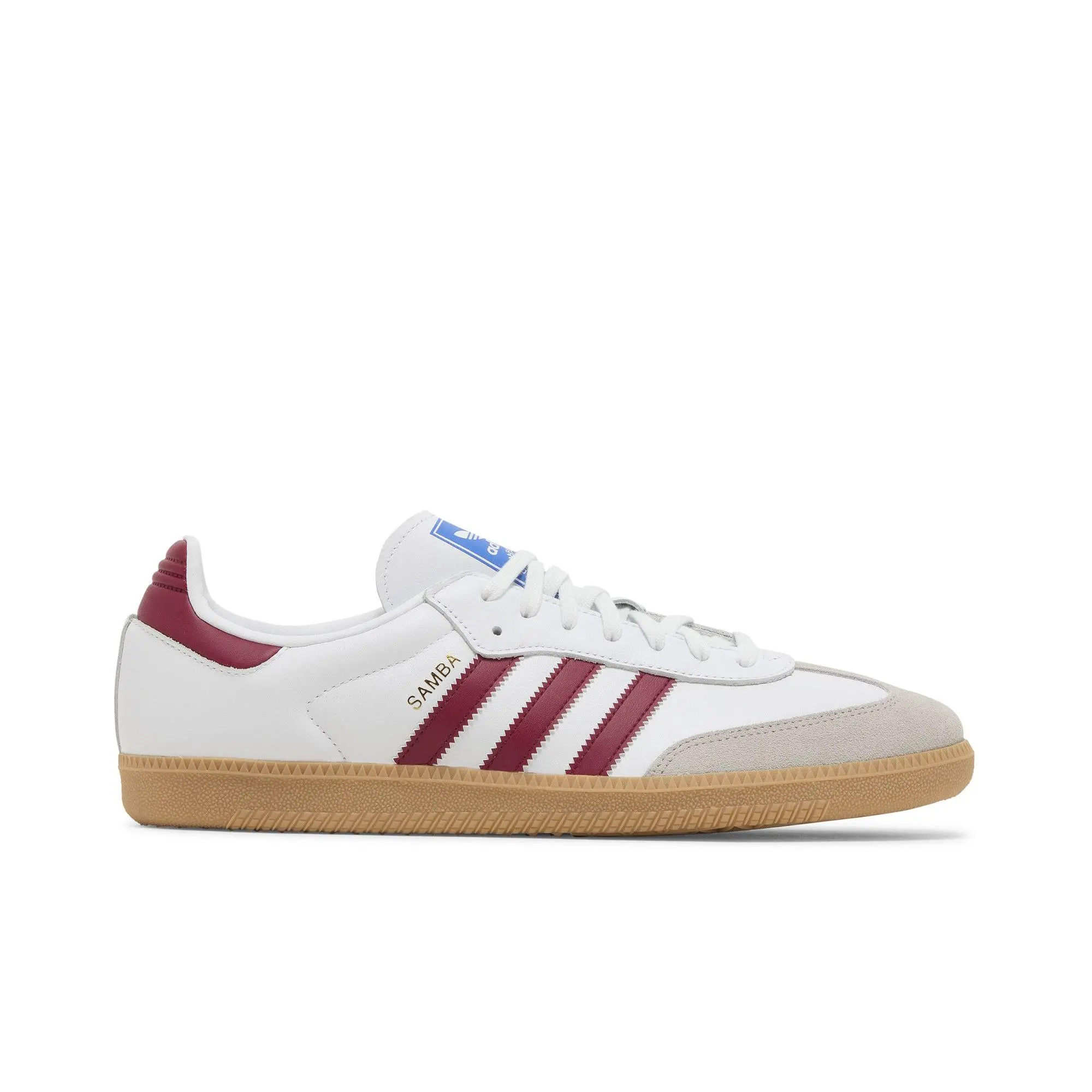 adidas Men's Samba OG 'White Burgundy Gum' Multi-Size Unisex Training Sneakers, Cloud White/Burgundy/Gum Colorway, Style IF3813