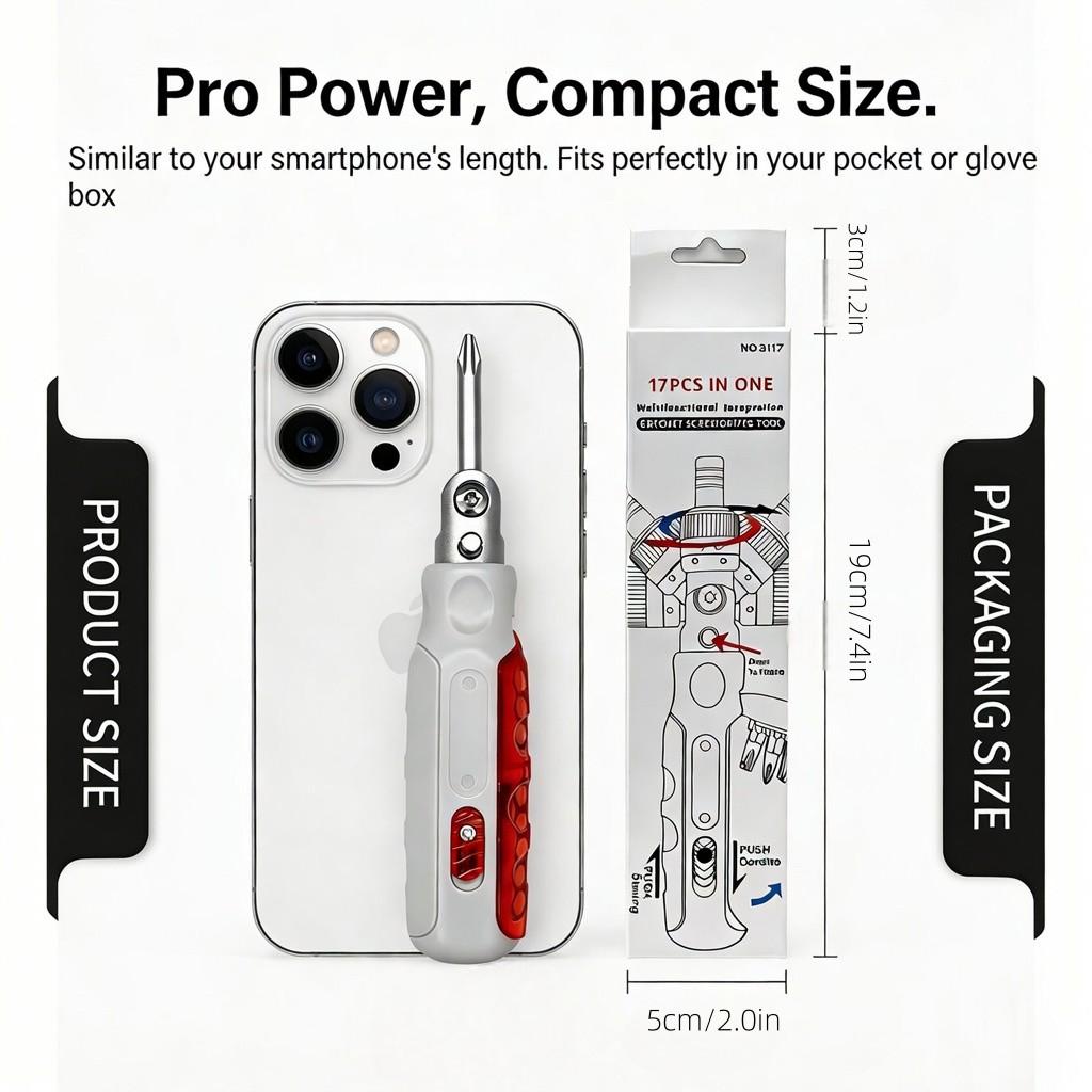 11-In-1 Multi-Functional Ratchet Screwdriver Set, 180-Degree Foldable Dual Head, Home Repair Tool, Portable Hidden Bit Combination