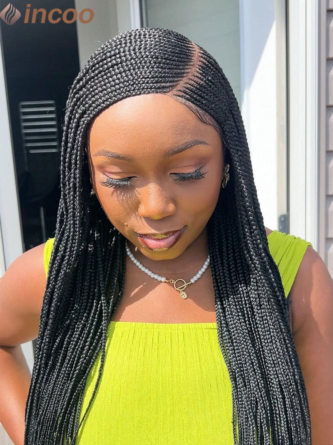 Synthetic Full Lace Front Wig, Side Part Cornrow Double Braided, Extra ...