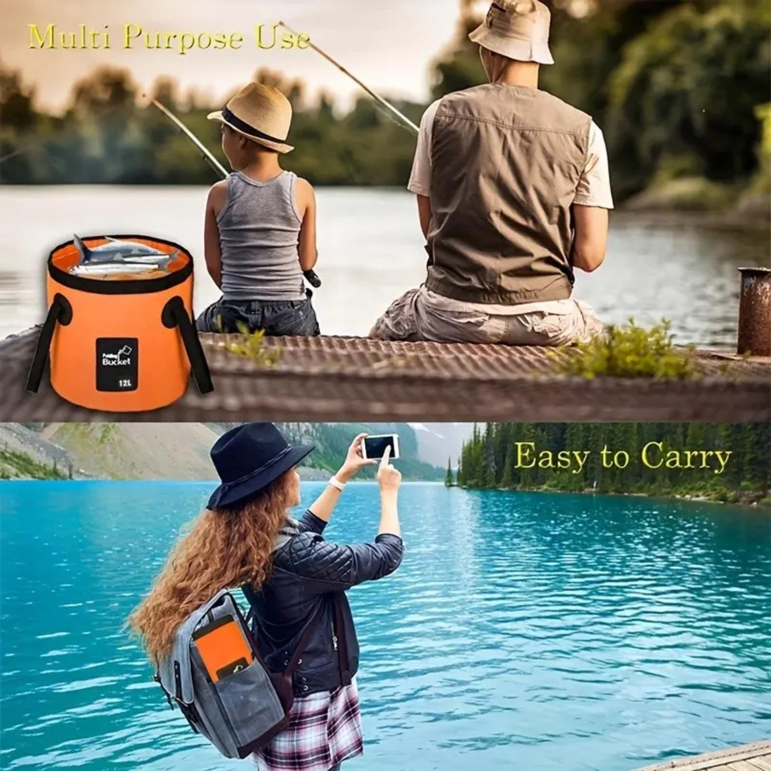1PC 20L Folding Bucket, Portable Water Container with Reinforced Handles and Collapsible Design for Camping, Fishing, Car Washing and Gardening